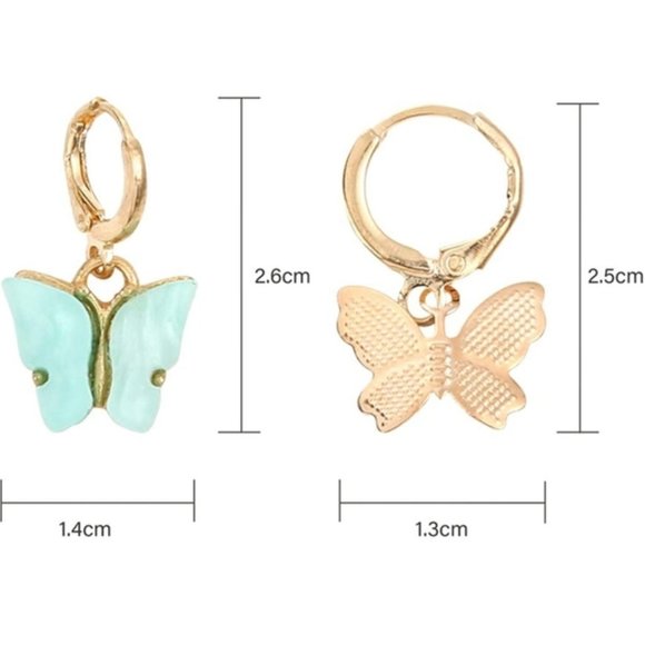 Brandy Melville Teal Acrylic Butterfly Earrings - Picture 3 of 4